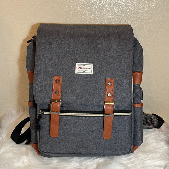 Modoker Other - Modoker Gray and Brown Laptop Backpack Fashion Bag